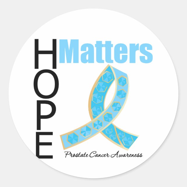 Hope Matters Prostate Cancer (Jewelled Ribbon) Classic Round Sticker (Front)