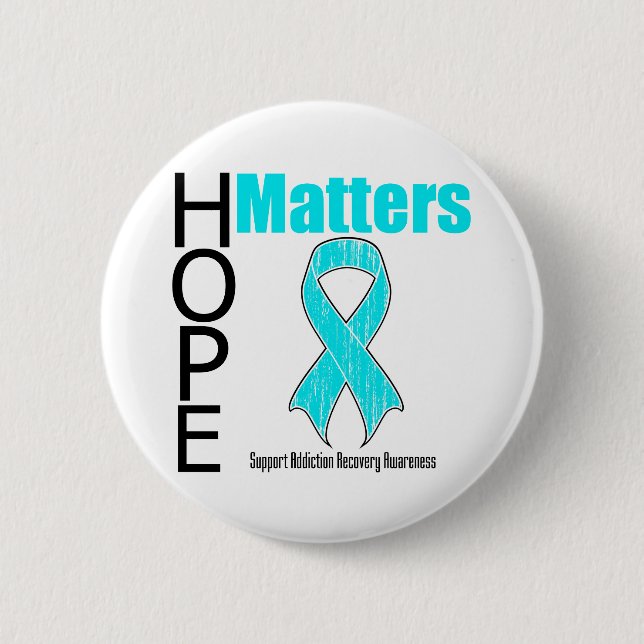 Hope Matters Ribbon Addiction Recovery Awareness 6 Cm Round Badge (Front)