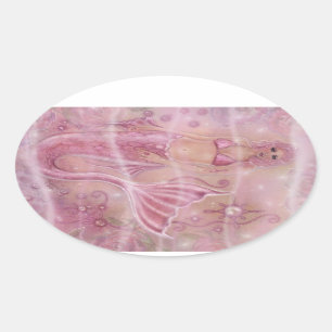 Hope Mermaid  By Renee L. Lavoie  Oval Sticker