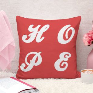 Hope : Minimalist White & Red Inspiring Saying Cushion