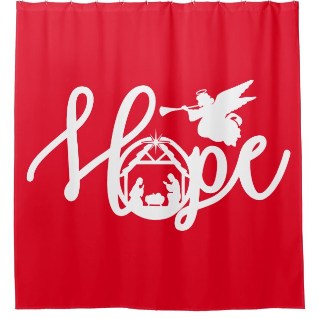 Hope Nativity Christmas Shower Curtain (Front)