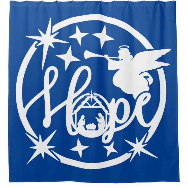 Hope Nativity Scene with Angel Shower Curtain (Front)