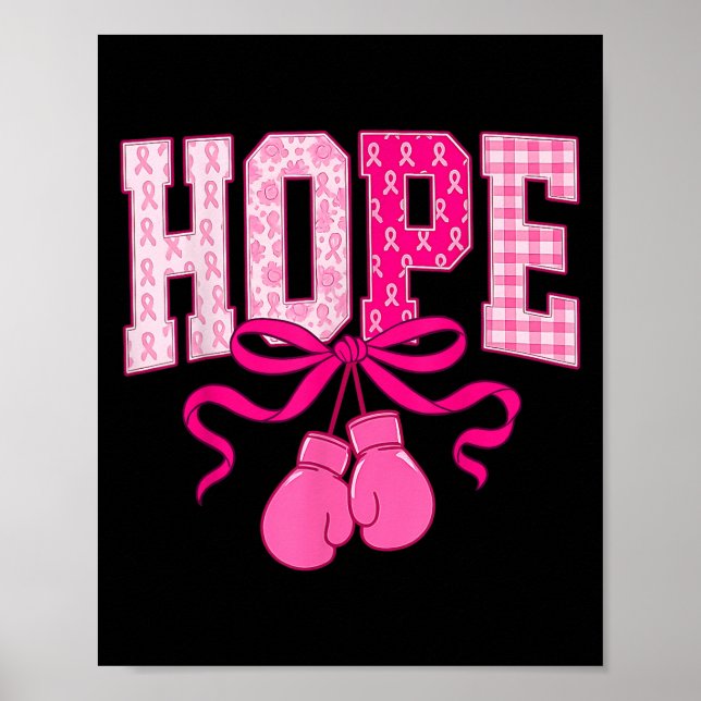 Hope Nk Ribbon Boxing Gloves Nk Breast Cancer Awar Poster (Front)