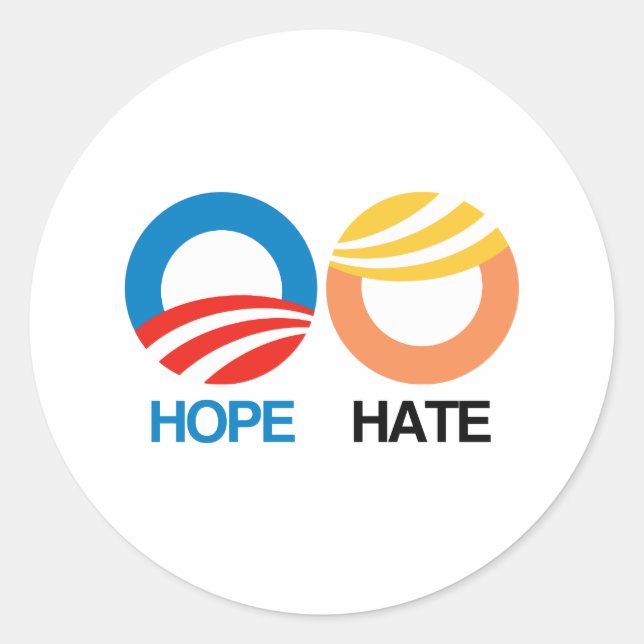 HOPE (Obama) vs. HATE (Trump) Classic Round Sticker (Front)