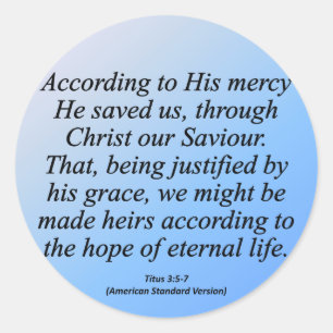 Hope of Eternal Life Christmas Titus 3-4 Classic Round Sticker