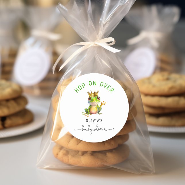 Hope On Over Frog Prince Baby Shower Classic Round Sticker (Creator Uploaded)