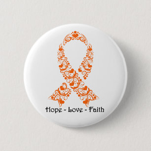 Hope Orange Awareness Ribbon 6 Cm Round Badge