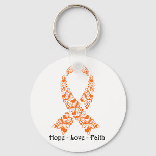 Hope Orange Awareness Ribbon Key Ring