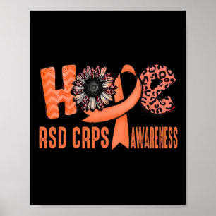 Hope Orange Ribbon Leopard Sunflower Rsd Crps Awar Poster