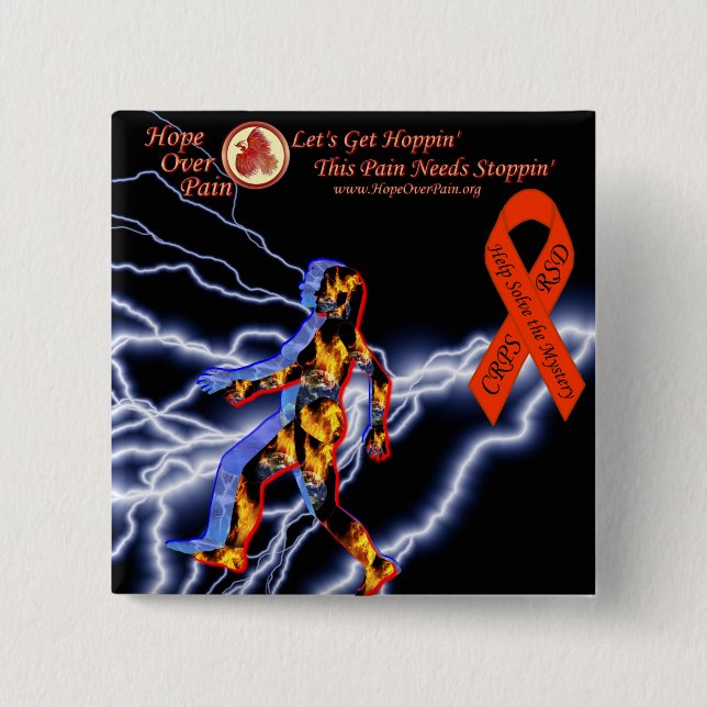 Hope Over Pain Logo Black Lightning CRPS/RSD Myste 15 Cm Square Badge (Front)