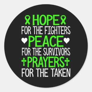 Hope Peace And Prayers Green Ribbon Mental Health Classic Round Sticker