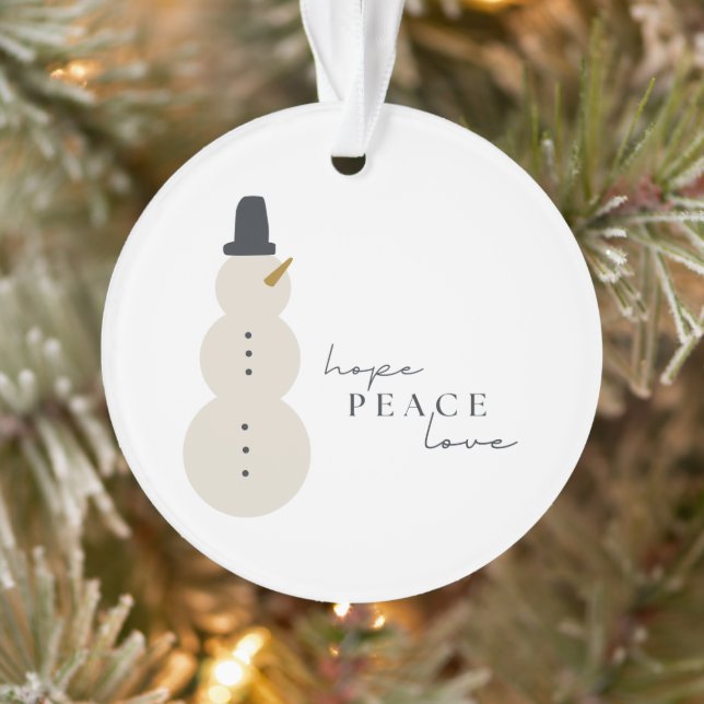 hope peace love.Christmas Snowman Acrylic Ornament (Tree)