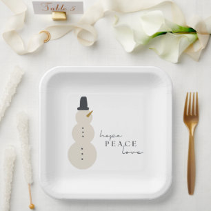 hope peace love. Christmas Snowman Paper Plates