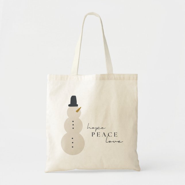 hope peace love. Christmas Snowman Totes Bags (Front)