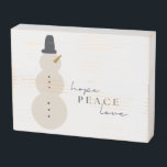 hope peace love. Christmas Snowman Wood Box Sign<br><div class="desc">hope peace love. modern Christmas Winter Snowman. Wood Box Sign</div>
