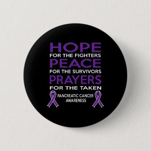 Hope Peace Prayers Pancreatic Cancer Awareness 6 Cm Round Badge