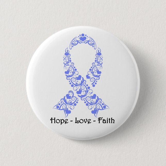 Hope Periwinkle Awareness Ribbon 6 Cm Round Badge (Front)