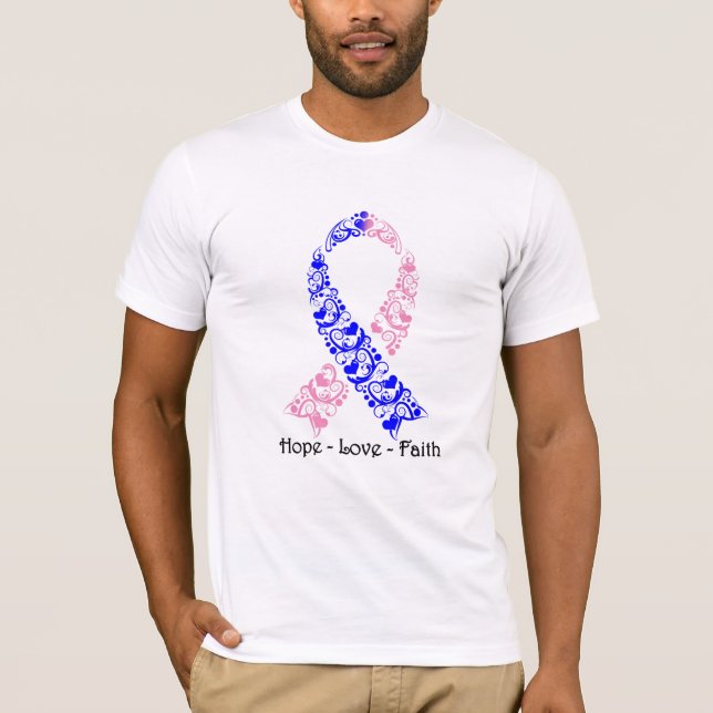 Hope Pink and Blue Awareness Ribbon T-Shirt (Front)