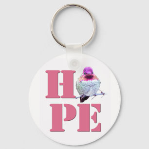HOPE Pink Anna's Hummingbird Photo Keychain