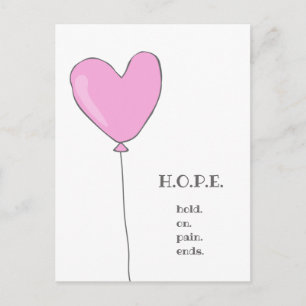 Hope - Pink Balloon with Sweet motivational quote Postcard