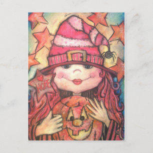 Hope Pink Halloween Witch Postcard