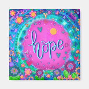 Hope Pink Pretty Fun Flowers Modern Inspirivity Magnet