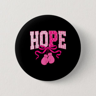 Hope Pink Ribbon Boxing Gloves Pink Breast Cancer 6 Cm Round Badge