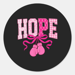 Hope Pink Ribbon Boxing Gloves Pink Breast Cancer Classic Round Sticker
