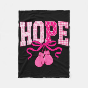 Hope Pink Ribbon Boxing Gloves Pink Breast Cancer Fleece Blanket