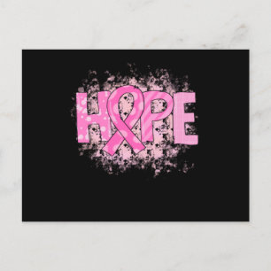 Hope Pink Ribbon Breast Cancer Awareness (3) Announcement Postcard