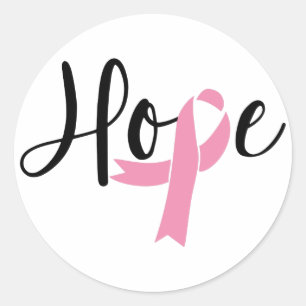 Hope Pink Ribbon Breast Cancer Awareness Classic Round Sticker