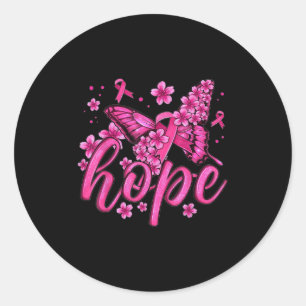 Hope Pink Ribbon Butterfly Breast Cancer Awareness Classic Round Sticker