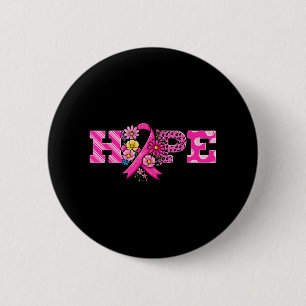 Hope Pink Ribbon Leopard Breast Cancer Awareness W 6 Cm Round Badge
