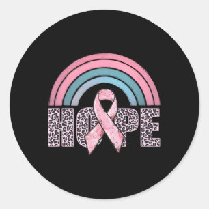 Hope Pink Ribbon Leopard Breast Cancer Awareness W Classic Round Sticker