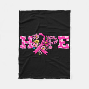 Hope Pink Ribbon Leopard Breast Cancer Awareness W Fleece Blanket