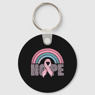Hope Pink Ribbon Leopard Breast Cancer Awareness W Key Ring