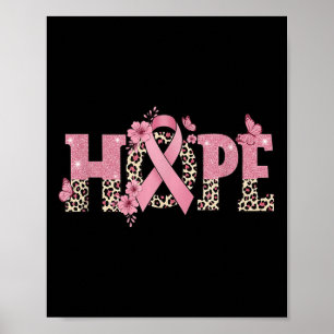 Hope Pink Ribbon Leopard Print Flowers