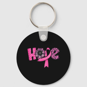 Hope Pink Ribbon Leopard Sunflower Breast Cancer A Key Ring