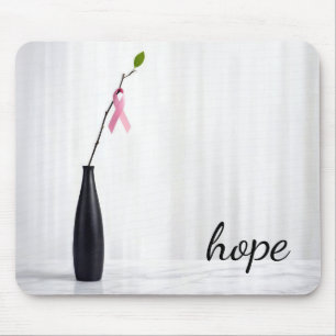 Hope Pink Ribbon on a Twig Mouse Pad