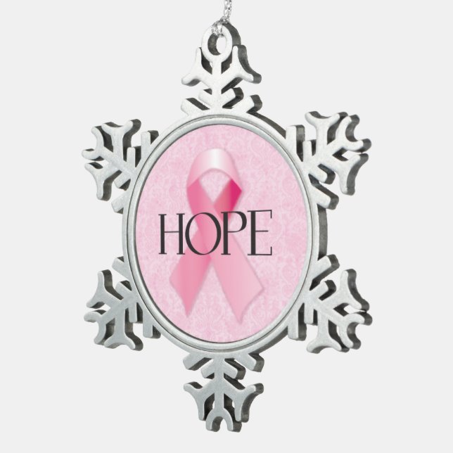 Hope Pink Ribbon Snowflake Ornament (Right)