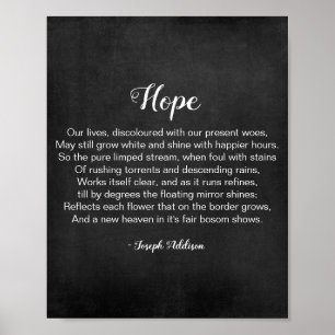 Hope Poem by Joseph Addison Black and White Poster