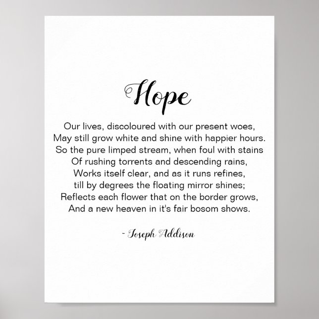 Hope Poem by Joseph Addison Poster (Front)