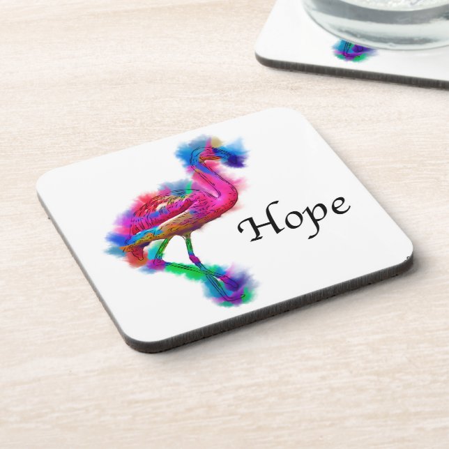 Hope - Prancing Flamingo Abstract Coaster (Left Side)