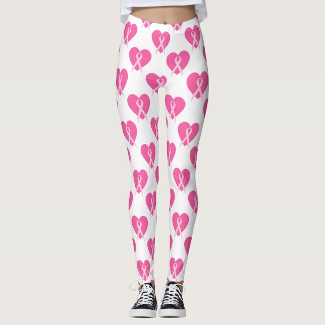 Hope Pray Fight (Breast Cancer Awareness)  Leggings (Front)