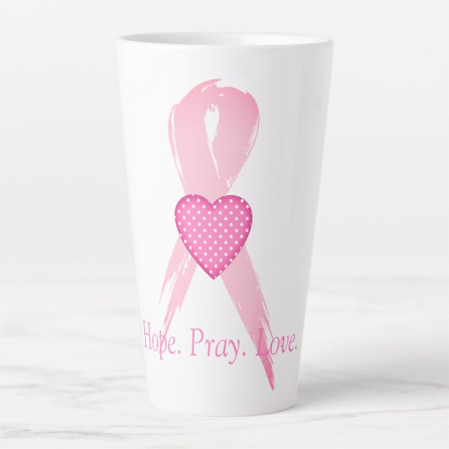 Hope.Pray. Love. Breast Cancer Awareness  Latte Mug (Front)
