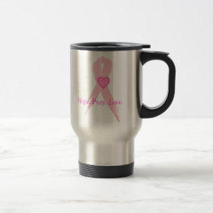 Hope.Pray. Love. Breast Cancer Awareness Steel Mug
