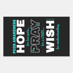 Hope Pray Wish...PCOS Rectangular Sticker
