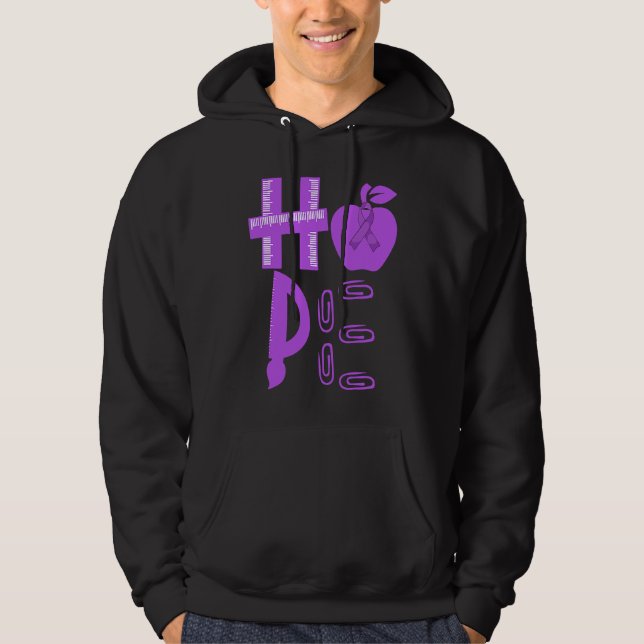 Hope Prematurity Awareness Purple Ribbon Teacher Hoodie (Front)