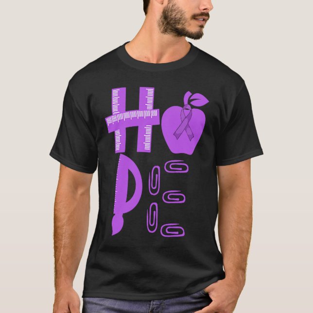 Hope Prematurity Awareness Purple Ribbon Teacher T-Shirt (Front)