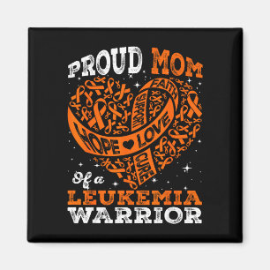 Hope proud mum of a leukaemia warrior orange ribbo magnet